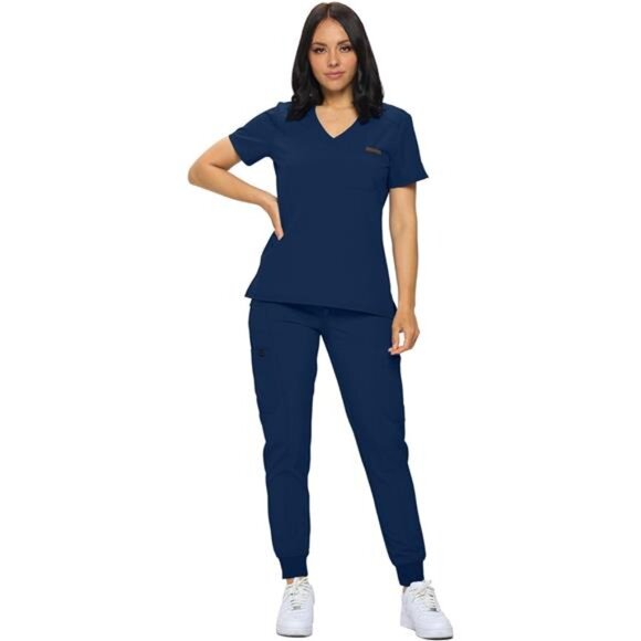 MONARCH UNIFORMS Stretchy Scrubs Women's Jogger Scrub Set In Regular and Petite - Picture 3 of 6